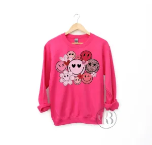 Retro Smiley Face Valentine's Sweatshirt