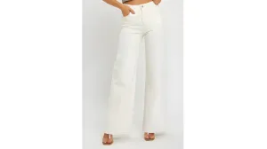 Risen HR Wide Leg White Jeans