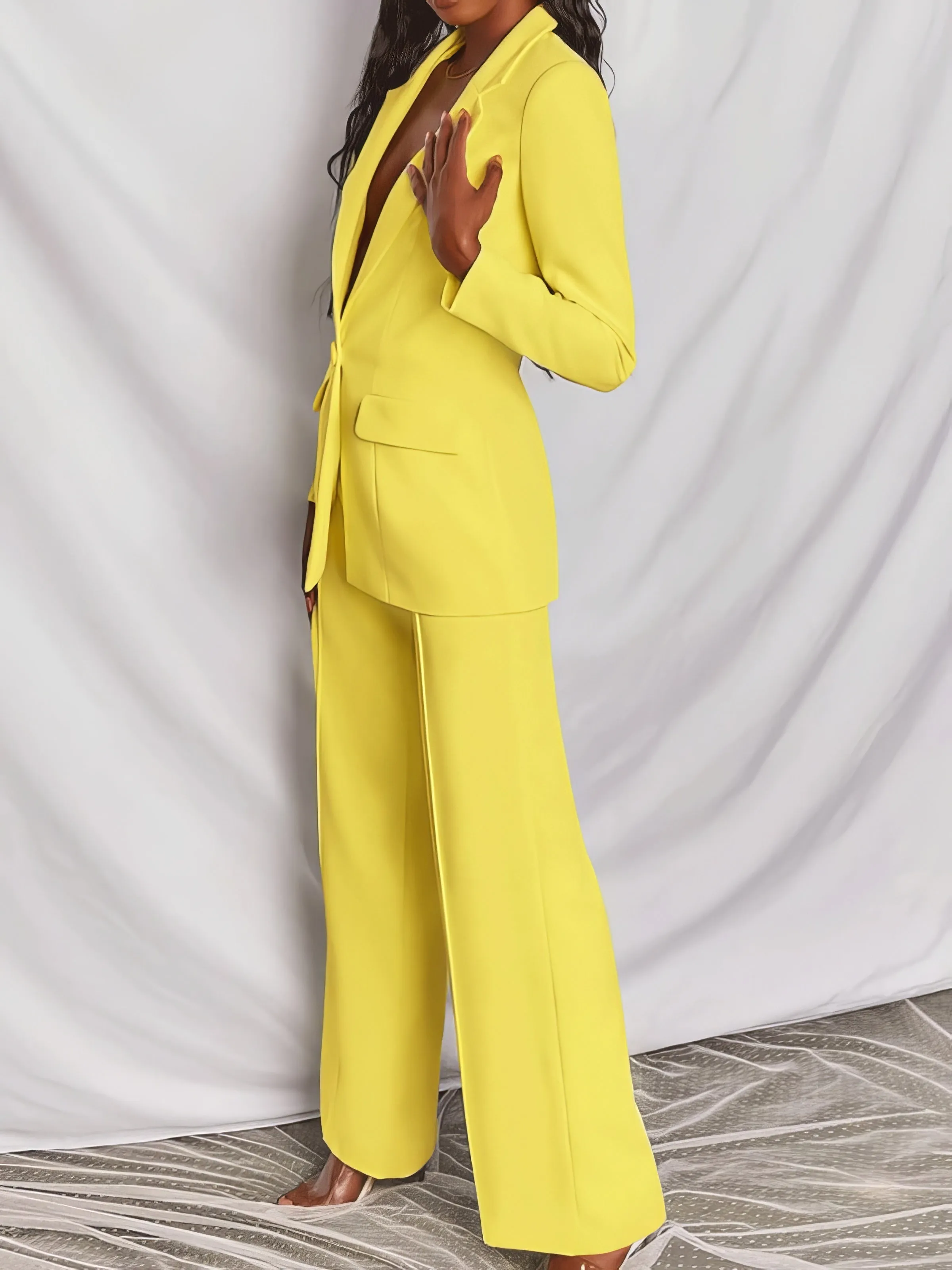 Sets Two-Piece Fashion Lapel Button Blazer for Women