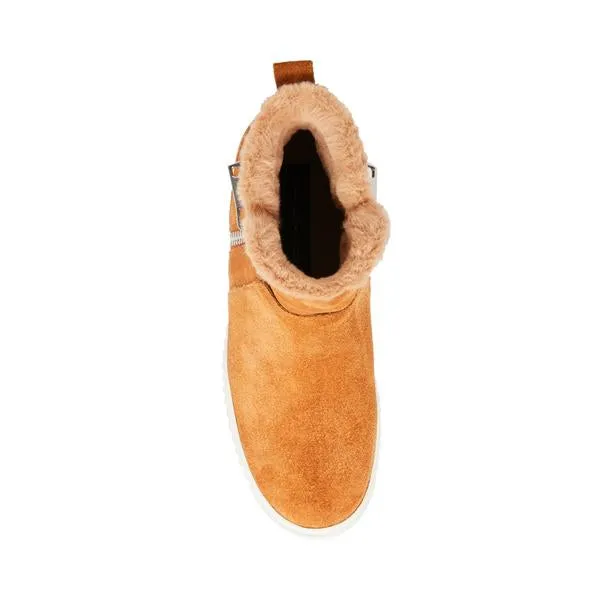 STEVEN by Steve Madden Bamby Camel Fur Lined Fashion Wedge Sneaker Ankle Bootie