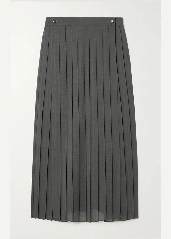 Stylish Grey Patchwork wrinkled Solid Skirt Spring