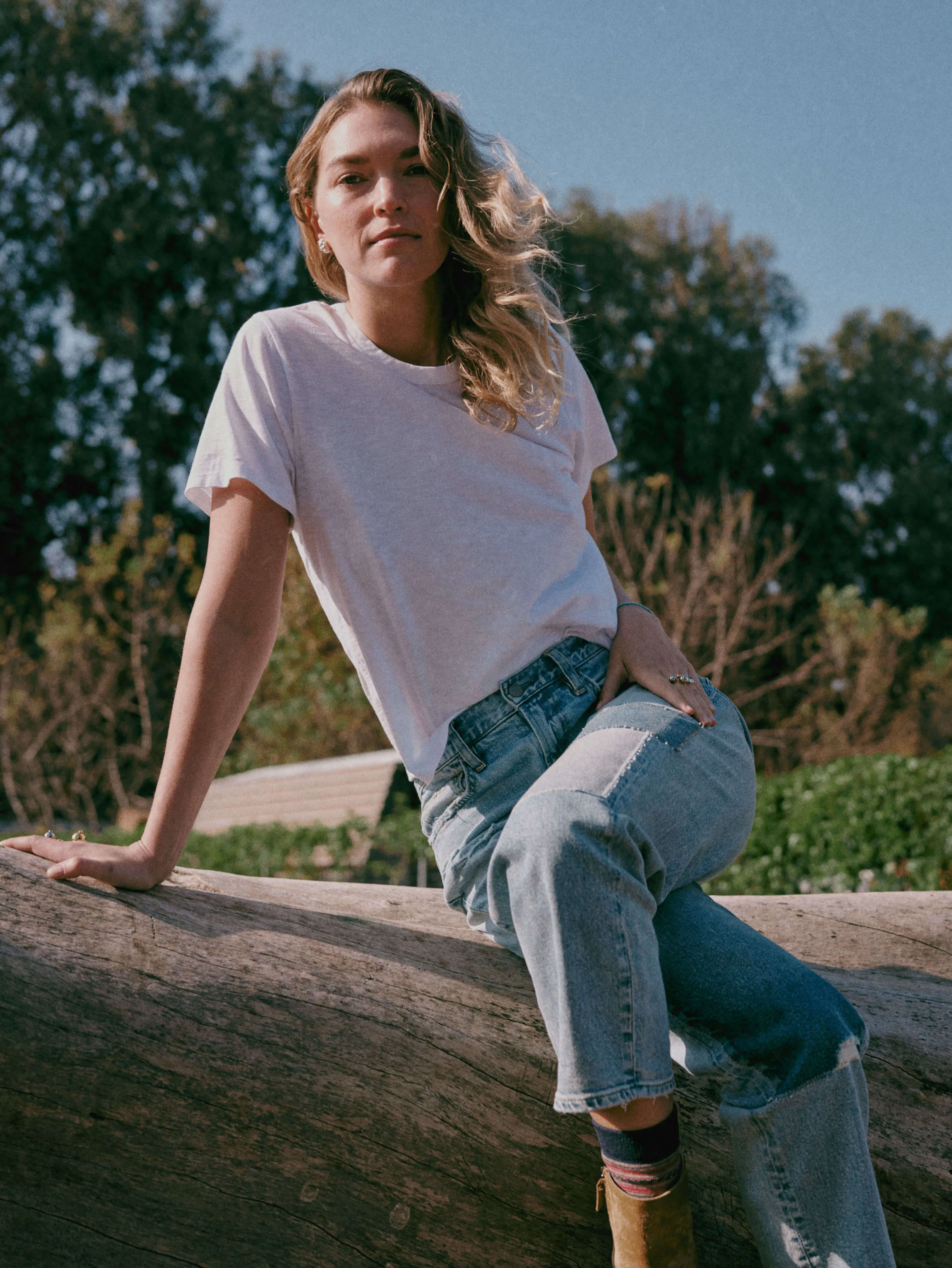 Sunwashed Regenerative Cotton Essential Tee - White
