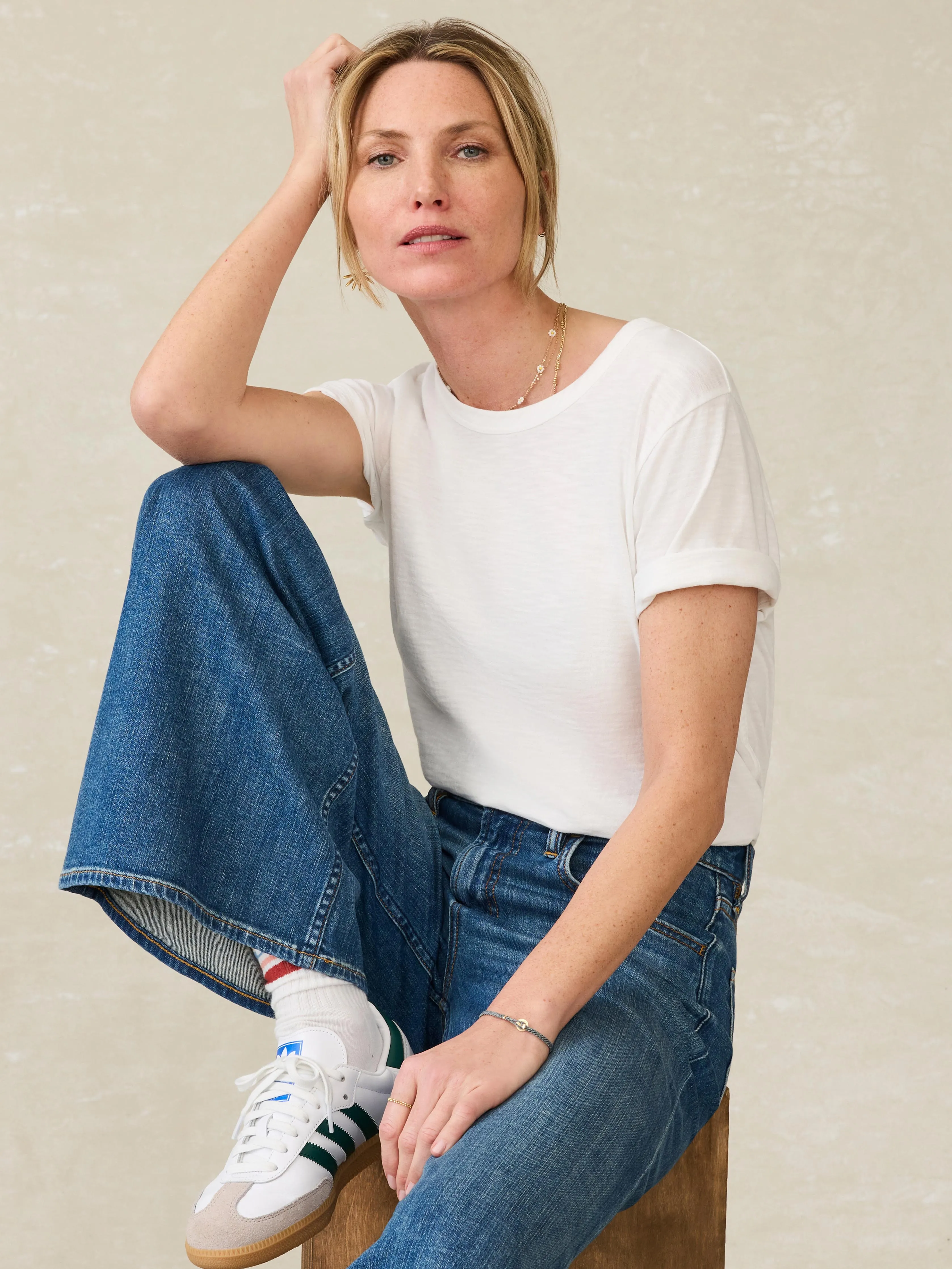 Sunwashed Regenerative Cotton Essential Tee - White