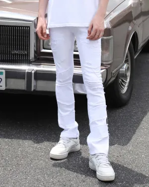 Vintage White Flared Jeans with Raw-Edged Accents-Mexico Local Delivery