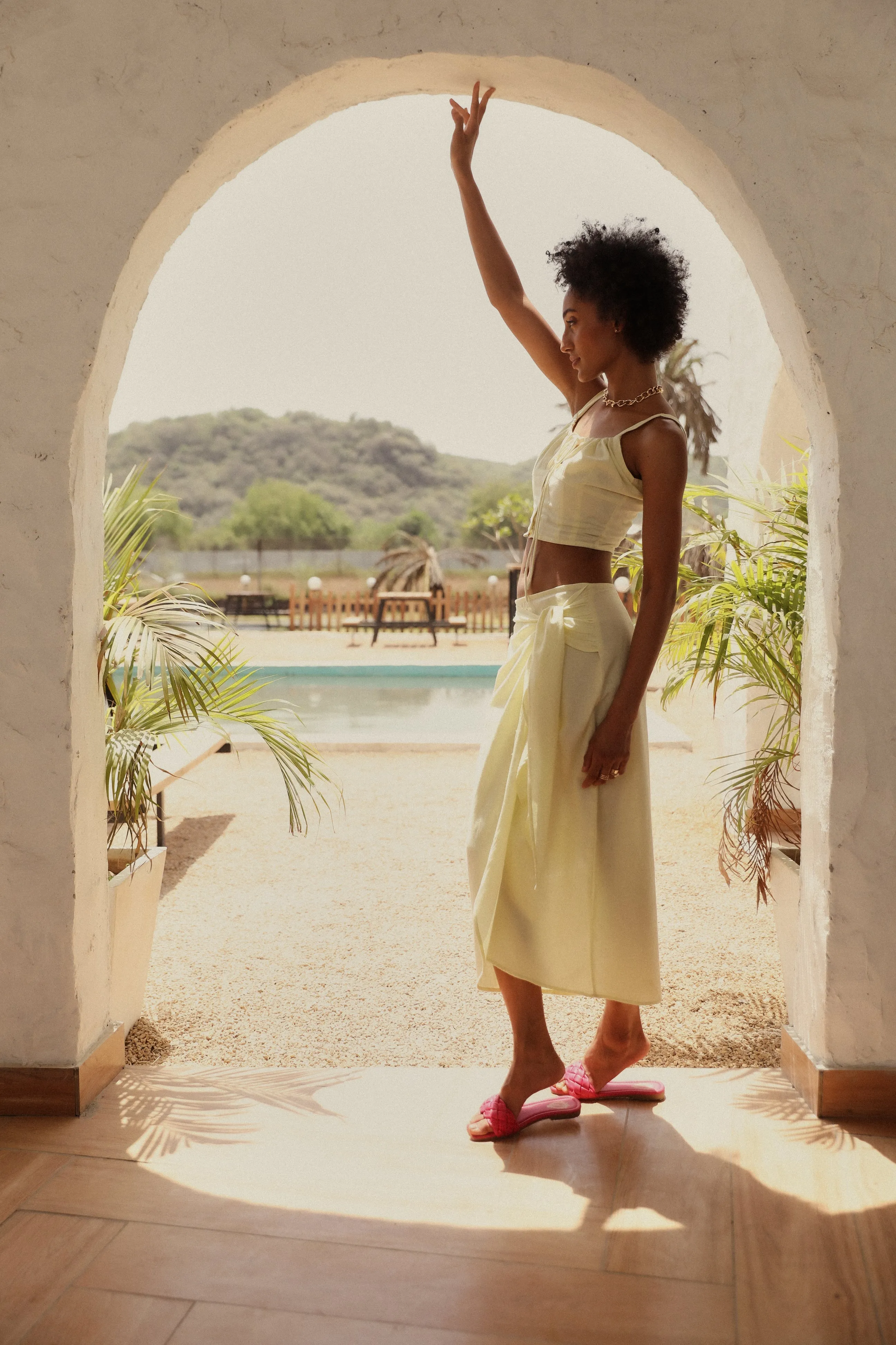 Yellow Cotton Mellow Beach Skirt Only